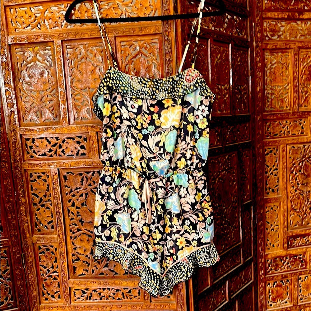 VINTAGE 90’s VICTORIAS SECRET FLORAL ROMPRER-ELASTIC TIE WAIST Size Medium